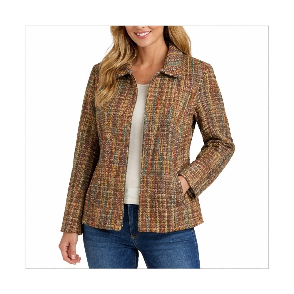 Coldwater Creek Multicolor Tweed Blazer - Brown & Gold Tones